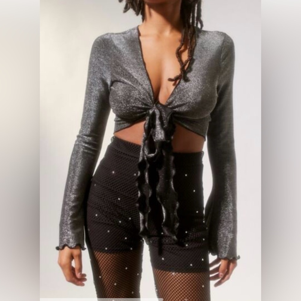 Urban Outfitters Tie-Front Sparkle Top •Size Large•